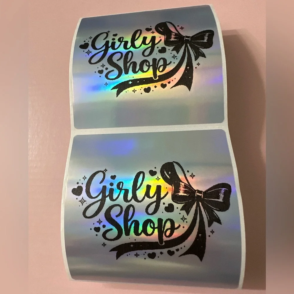 50 ct. Custom 3”x3” Silver Holographic Square Sticker Labels